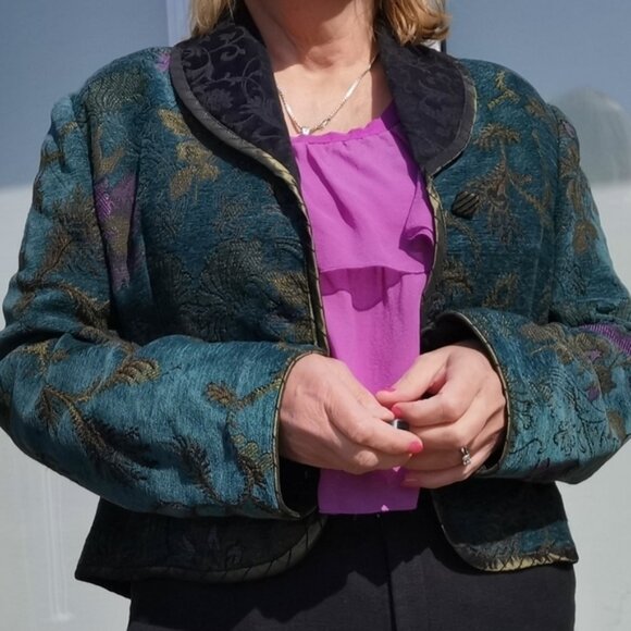 Mary Lynn OShea Handmade Artisan Tapestry Blazer - Sz L - Picture 5 of 13